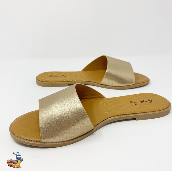 🆕✨NEW Womens Gold Slides Qupid Desmond Sandals - Picture 2 of 7